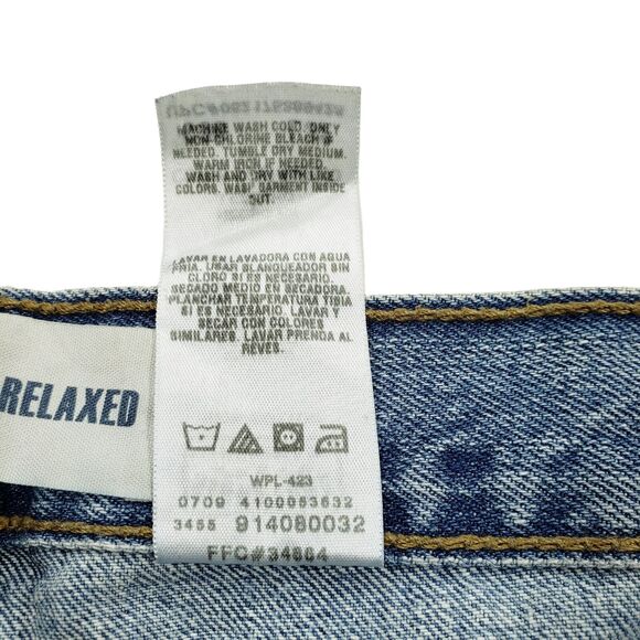 Vtg Levis Relaxed Straight Leg Jeans 33x28* Men Blue Spots Baggy Y2K 90s Grunge - Picture 7 of 12